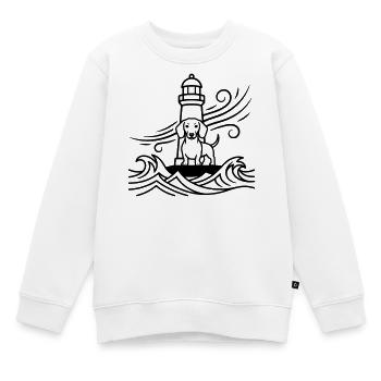 Dackel Sturm Leuchtturm Meer - Kinder Premium Organic Sweatshirt - Weiß - Vorne - AI Model Kid Male (0cm)