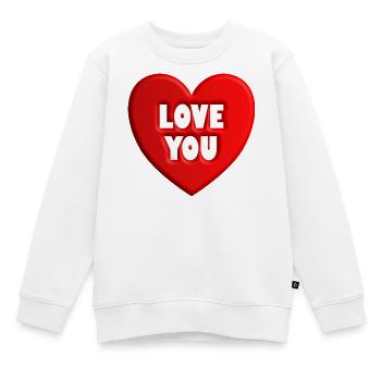 Mon cœur t’aime - Sweat Premium enfant bio - blanc - Devant - AI Model Kid Male (0cm)