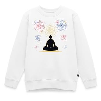 Feuerwerk der Stille: Meditationsfigur - Kinder Premium Organic Sweatshirt - Weiß - Vorne - AI Model Kid Male (0cm)