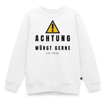Achtung Jiu Jitsu Warnzeichen - Kinder Premium Organic Sweatshirt - Weiß - Vorne - AI Model Kid Male (0cm)
