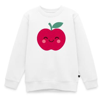 lachender roter Apfel - Kinder Premium Organic Sweatshirt - Weiß - Vorne - AI Model Kid Male (0cm)
