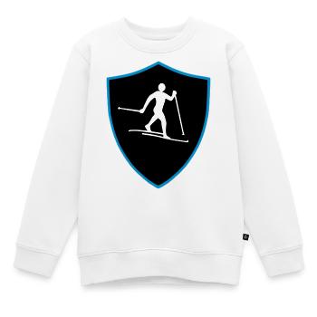 Langlauf Schild - Kinder Premium Organic Sweatshirt - Weiß - Vorne - AI Model Kid Male (0cm)