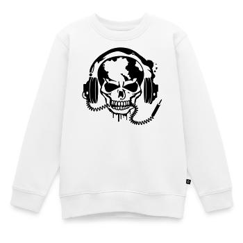 Totenschädel mit Kopfhörer und Kopfhörer Kabel - Kinder Premium Organic Sweatshirt - Weiß - Vorne - AI Model Kid Male (0cm)