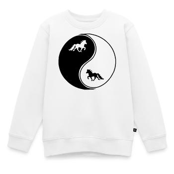 Icelandic horses Yin Yang, Icelandic horse Tölt, Icelanders - Kids Premium Organic Sweatshirt - white - Front - AI Model Kid Male (0cm)