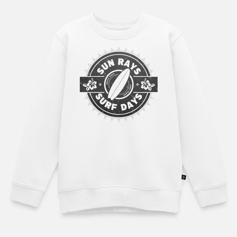Surf Retro Surfer Conception graphique - Sweat Premium enfant bio - blanc