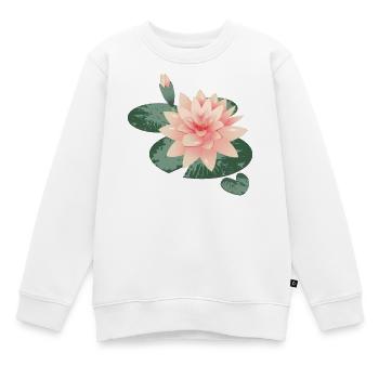 Fleur de nénuphars avec bourgeon dans l’étang de nénuphars - Sweat Premium enfant bio - blanc - Devant - AI Model Kid Male (0cm)