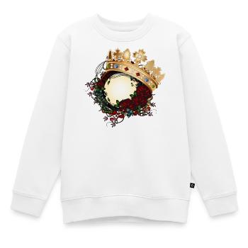 zeitloses Rosen Jugendstil Ornament mit Krone - Kinder Premium Organic Sweatshirt - Weiß - Vorne - AI Model Kid Male (0cm)