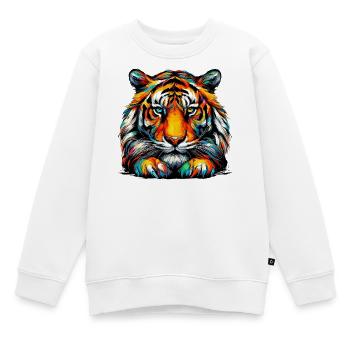 Tiger - Kinder Premium Organic Sweatshirt - Weiß - Vorne - AI Model Kid Male (0cm)