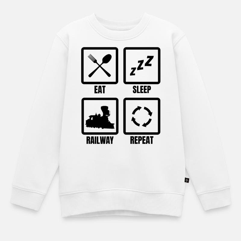 Routine des amoureux du chemin de fer - Sweat Premium enfant bio - blanc
