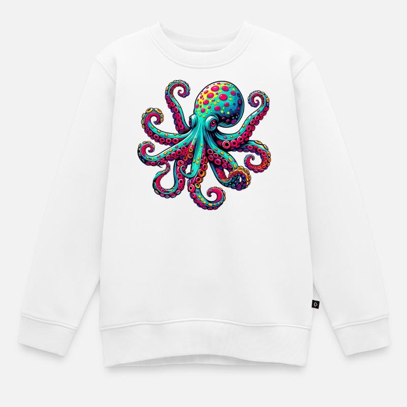 Pieuvre - Sweat Premium enfant bio - blanc
