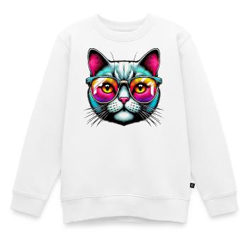 Kater mit Sonnenbrille - Kinder Premium Organic Sweatshirt - Weiß - Vorne - AI Model Kid Male (0cm)