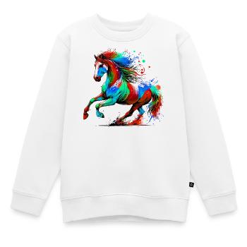 Pferd - Kinder Premium Organic Sweatshirt - Weiß - Vorne - AI Model Kid Male (0cm)