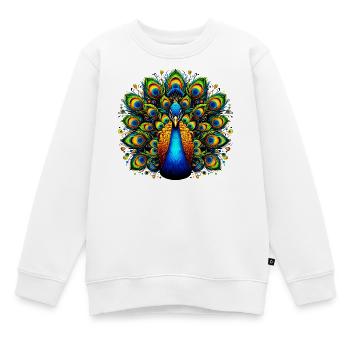 Pfau - Kinder Premium Organic Sweatshirt - Weiß - Vorne - AI Model Kid Male (0cm)
