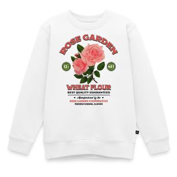 Rose Garden – Étiquette de farine vintage - Sweat Premium enfant bio - blanc - Devant - AI Model Kid Male (0cm)
