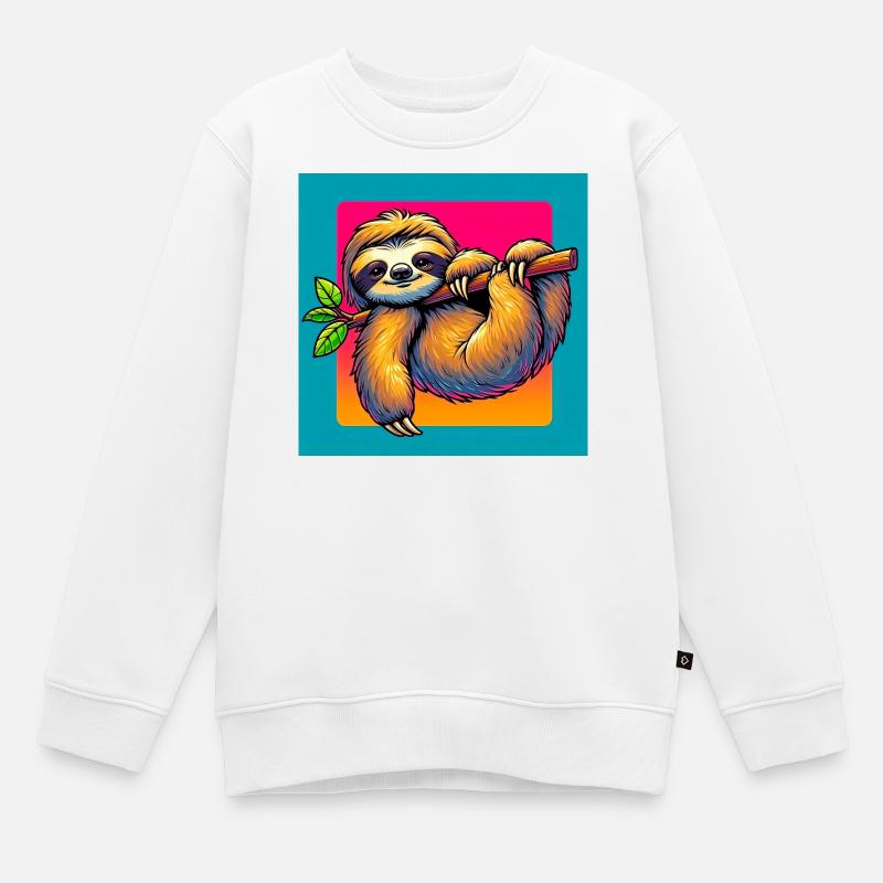 Faultier - Kinder Premium Organic Sweatshirt - Weiß