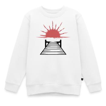 Steg Sonnenuntergang See - Kinder Premium Organic Sweatshirt - Weiß - Vorne - AI Model Kid Male (0cm)