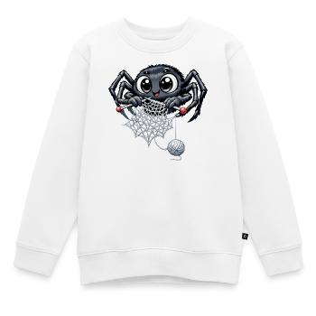 Araignée tricoteuse - Sweat Premium enfant bio - blanc - Devant - AI Model Kid Male (0cm)