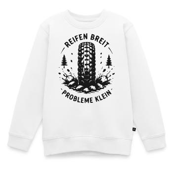 Breite Reifen - Kleine Probleme - Kinder Premium Organic Sweatshirt - Weiß - Vorne - AI Model Kid Male (0cm)