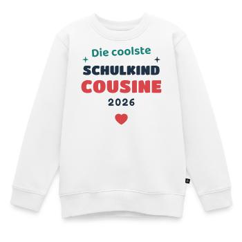 Einschulung 2026 Cousine - Schulkind Geschenk Schu - Kinder Premium Organic Sweatshirt - Weiß - Vorne - AI Model Kid Male (0cm)