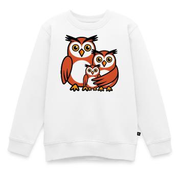 Eulenfamilie - Kinder Premium Organic Sweatshirt - Weiß - Vorne - AI Model Kid Male (0cm)