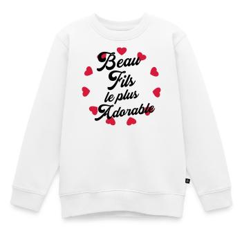 belle-fille / beau-fils / beau fils / belle fille - Sweat Premium enfant bio - blanc - Devant - AI Model Kid Male (0cm)