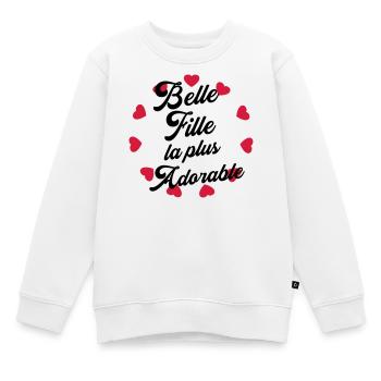 belle-fille / beau-fils / beau fils / belle fille - Sweat Premium enfant bio - blanc - Devant - AI Model Kid Male (0cm)