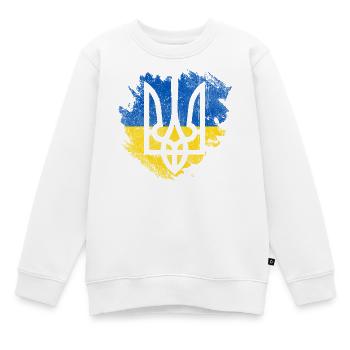 Brush-Ukraine-Dreizack-Flagge - Kinder Premium Organic Sweatshirt - Weiß - Vorne - AI Model Kid Male (0cm)