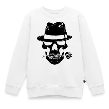 Crâne noir de gangster - Sweat Premium enfant bio - blanc - Devant - AI Model Kid Male (0cm)