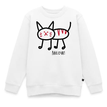Miaou! blanc - Sweat Premium enfant bio - blanc - Devant - AI Model Kid Male (0cm)