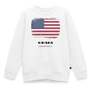 Omaha, Nebraska, USA - Kinder Premium Organic Sweatshirt - Weiß - Vorne - AI Model Kid Male (0cm)