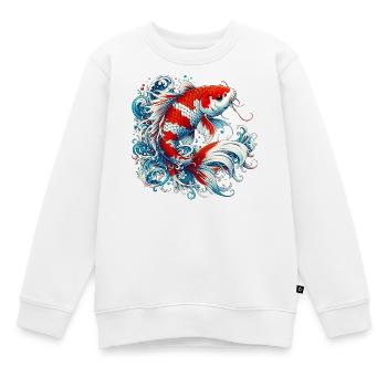 Japanischer japanischer Koi-Karpfenfisch - Kinder Premium Organic Sweatshirt - Weiß - Vorne - AI Model Kid Male (0cm)