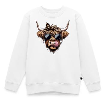 Bœuf Rockabilly Highland - Élégant et cool - Sweat Premium enfant bio - blanc - Devant - AI Model Kid Male (0cm)