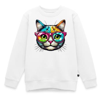 Kater mit Sonnenbrille - Kinder Premium Organic Sweatshirt - Weiß - Vorne - AI Model Kid Male (0cm)