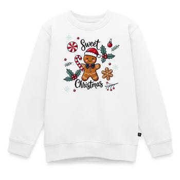 Joyeux bonhomme en pain d’épice avec canne à sucre - Sweat Premium enfant bio - blanc - Devant - AI Model Kid Male (0cm)