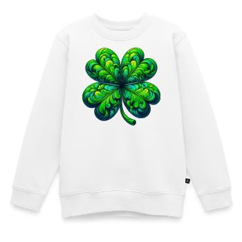Trèfle à quatre feuilles - Sweat Premium enfant bio - blanc - Devant - AI Model Kid Male (0cm)
