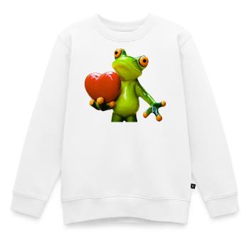Frosch mit Herz motivierte Skulptur - Kinder Premium Organic Sweatshirt - Weiß - Vorne - AI Model Kid Male (0cm)
