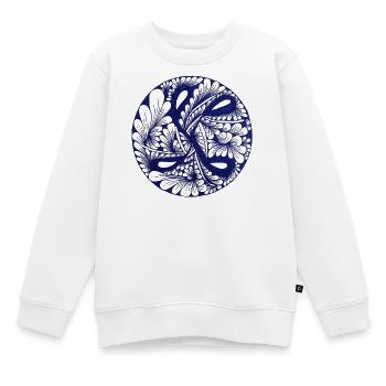 Un dessin qui relie – peint à la main par Martina - Sweat Premium enfant bio - blanc - Devant - AI Model Kid Male (0cm)