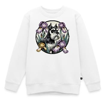 Gelehrter Schnauzer Blumenportrait - Kinder Premium Organic Sweatshirt - Weiß - Vorne - AI Model Kid Male (0cm)