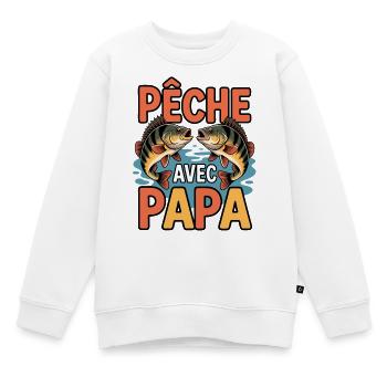 Pêche avec Papa Illustration Amusante - Sweat Premium enfant bio - blanc - Devant - AI Model Kid Male (0cm)