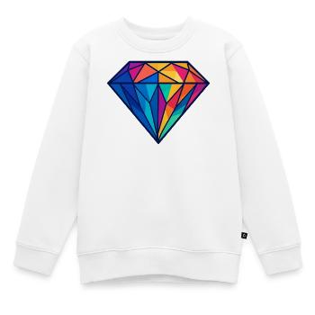 Geometrischer Diamant | Bunt / Regenbogen Design - Kinder Premium Organic Sweatshirt - Weiß - Vorne - AI Model Kid Male (0cm)