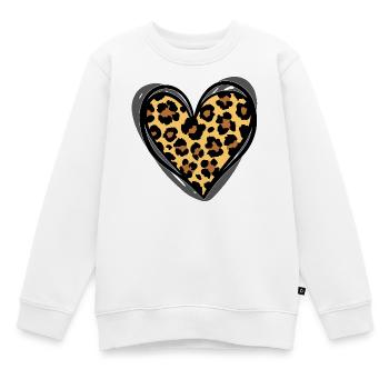 Heart Leopard Animal Print Modegeschenk – trendiges Geschenk - Kinder Premium Organic Sweatshirt - Weiß - Vorne - AI Model Kid Male (0cm)