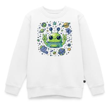 Galaktischer Alien Peacezeichen - Kinder Premium Organic Sweatshirt - Weiß - Vorne - AI Model Kid Male (0cm)