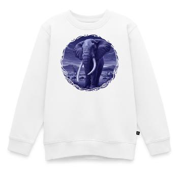 Éléphant nocturne dans la savane - Sweat Premium enfant bio - blanc - Devant - AI Model Kid Male (0cm)
