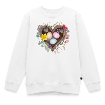 Herzförmiges Nest mit bunten Ostereiern - Kinder Premium Organic Sweatshirt - Weiß - Vorne - AI Model Kid Male (0cm)