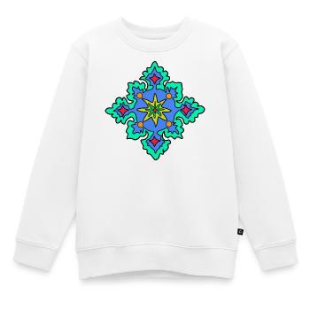 Geometrisches Mandala-Sternmuster - Kinder Premium Organic Sweatshirt - Weiß - Vorne - AI Model Kid Male (0cm)