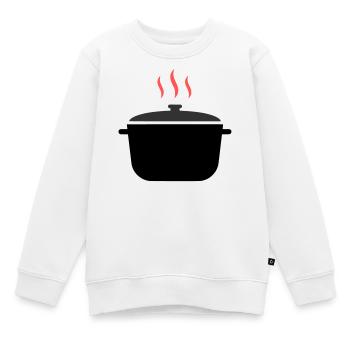 Cuisson à la vapeur dans une casserole - Sweat Premium enfant bio - blanc - Devant - AI Model Kid Male (0cm)