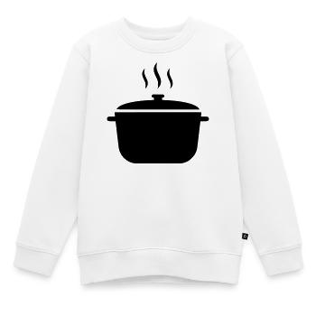 Kochtopf Suppe Dampf Icon - Kinder Premium Organic Sweatshirt - Weiß - Vorne - AI Model Kid Male (0cm)