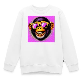 Schimpansen-Affe - Kinder Premium Organic Sweatshirt - Weiß - Vorne - AI Model Kid Male (0cm)