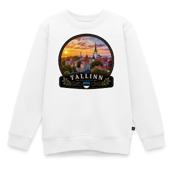 Mittelalterliche Olafs Kirche Altstadt Tallinn  - Kinder Premium Organic Sweatshirt - Weiß - Vorne - AI Model Kid Male (0cm)