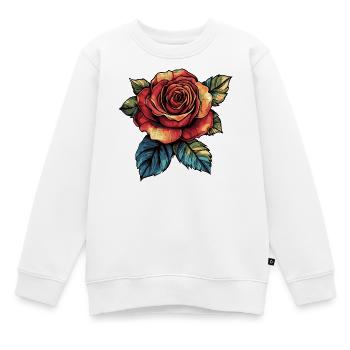 Rose Blume - Kinder Premium Organic Sweatshirt - Weiß - Vorne - AI Model Kid Male (0cm)